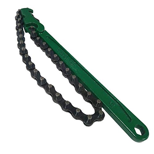 LiXiongBao 12 Inch Heavy Duty Reversible Chain Wrench fits 1.5  to 6  Diameter, Adjustable Oil Fuel Filter Chain Wrench Pipe Fittings Tools Spanner