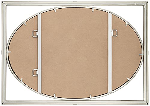 Uttermost Akita Rectangular Vanity Decorative Wall Mirror Modern Brushed Nickel Silver Metal Frame Beveled Glass Edge 24" Wide For Bathroom Bedroom Living Room Home House Office Entryway #TOP6