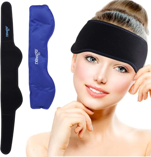 NEWGO Headache Ice Pack Head Wrap for Migraines, FSA Eligible, Cold Pack Head Ice Therapy Wrap for Headache Relief, Tension, Sinus Pain, Chemo, Head Injuries
