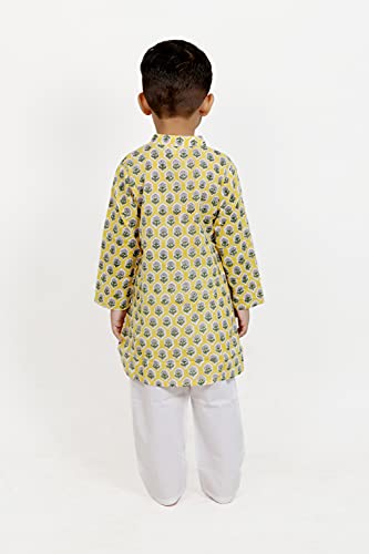 Image of Baby Boys Ethnic Wear | Handloom Cotton Kurta Pajama Set for Festivals | Comfortable & Stylish Traditional Kids Kurta Pyjama Set