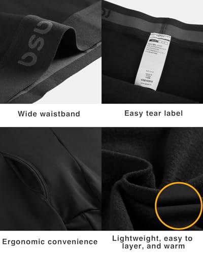 LAPASA Men's Thermal Underwear Bottom Fleece Lined Long Johns Leggings Light/Mid/Heavyweight M10/M56/M25,M,Black (Lightweight (1 Bottom)) - Image 6
