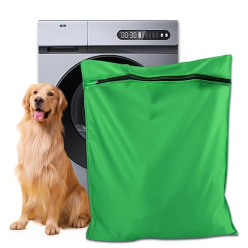 Pet Laundry Bag | Pet Laundry Bags for Washing Machine Durable Pet Hair Filter Bag with YKK Zip Large Capacity Hair Catcher for Dog Cat & Horse Prevents Hair Clogging (Green L)