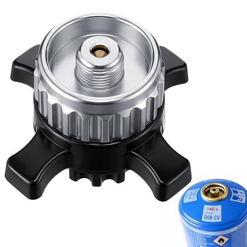 Enhon Adattatore per cartuccia di gas compatibile con Campingaz CV Easy Clic per valvola a vite EN417, adattatore per gas in ottone e lega metallica