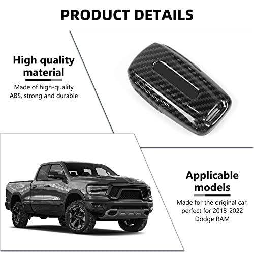 Image of RAZPOY for RAM Key Fob Cover, Carbon Fiber Remote Control Cover Smart Key Protector Key Case Shell Holder for 2018-2023 Dodge RAM 1500 2500 3500 Accessories, ABS