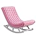 Produktbild JIAJUYI Schaukelstuhl Massivholz Faul Couch Schlafzimmer Lounge Stuhl Bürosessel Alter Lunch Pause Stuhl Lagergewicht 200Kg-Pink_White Rahmen