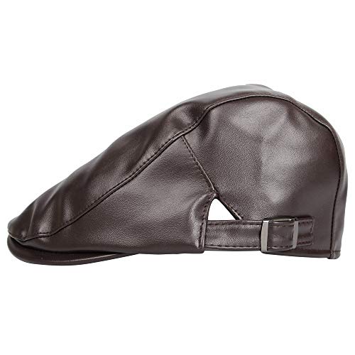 Withmoons Newsboy Flatcaps Cabbie Hat Faux Leather Irish Ivy Cap Mz30039 (Brown) #TOP1