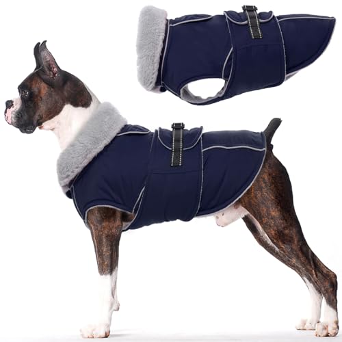 Image of Lelepet Dog Jackets for Medium Dogs Waterproof Dog Coat with Adjustable Fit | Reflective Fleece Vest with Adjustable Buckle Hook & Loop Windproof Cold Weather Coats for Small Medium Large Dogs, Beagle, L