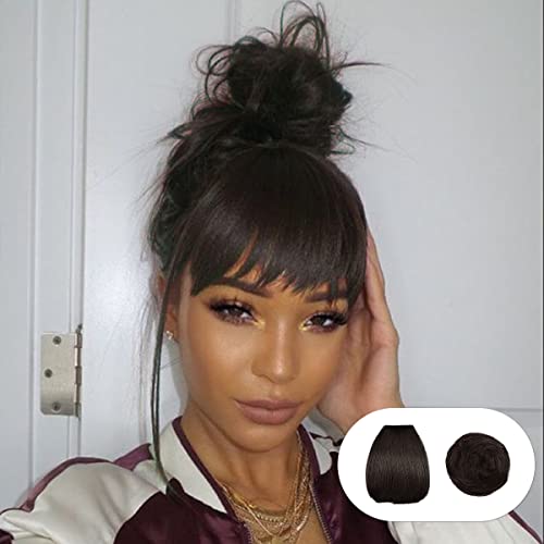 Instant Glitz Bang & Bun 2pcs, Bangs Hair Clip in Bangs Clip on Bangs Hair Bun Synthetic Chignon Bun Hair Piece for Women - China Bang & Coffee Roll (2)