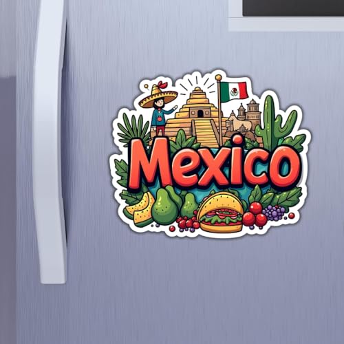 Image of Zesta Wooden Fridge Magnets Set | Refrigerator Decor Magnets for Kitchen | India Souvenir Fridge Magnet Collection | Wooden Magnet for Fridge Door Decoration (Mexico)