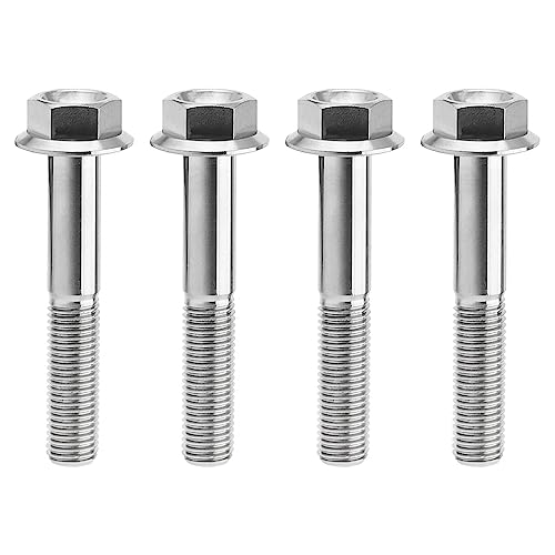 Image of Ti Screws M10 x 20 25 30 35 40 45 50 55 60 65 70 75 80 90 100mm 1.25 Pitch Titanium Flange Hex Bolt Pack of 4 (Silver, M10x60mm)