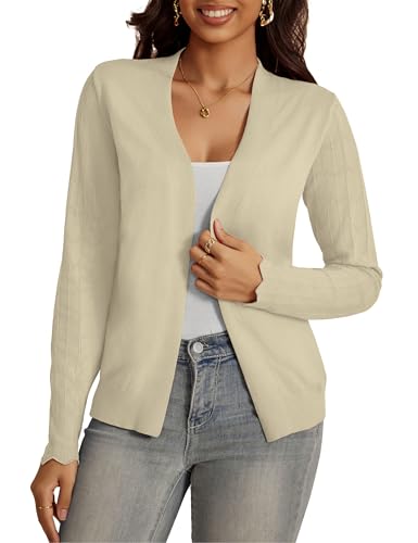 Image of VOIANLIMO Womens Cardigan Lightweight Open Front Knit Long Sleeve Cardigans Sweaters for Women