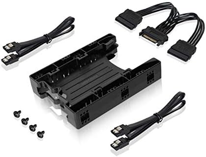 ICY DOCK Dual Tool-Less Dual 2.5 to 3.5 HDD Drive Bay SSD Mounting Bracket Kit Adapter with Cables | EZ-Fit Lite MB290SP-1B