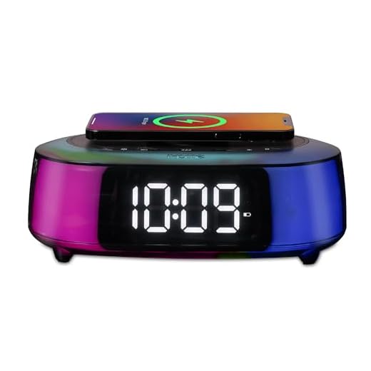 iHome Alarm Clock Radio with Qi2 Magnetic Wireless Charger, Bluetooth Speaker, and 2 USB Chargers (iBTW282)