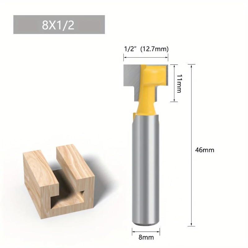3Pcs/Set 8mm Shank T-Slot Cutter Router Bit Set Key Hole Bits Hex Bolt T Slotting Milling Cutter for Wood Woodworking Tool