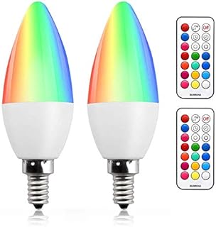 Colour Changing RGB E14 Dimmable LED Candle Bulb 3W, Memory & Timing Function, RGB + Warm White 3000K, 12 Color, RGBW Coloured SES LED Light Bulbs for Home/Decoration/Party/KTV Mood Lighting