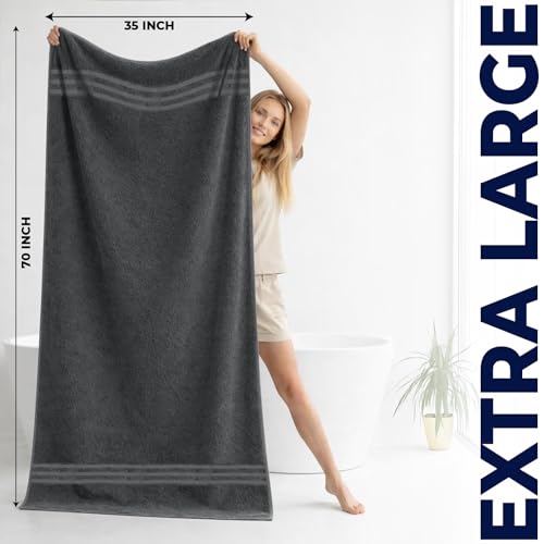 Image of DAN River 2 Pack Bath Sheets Extra Large 35x70, Large Bath Towels for Adults, XL Oversized Heavy Duty Towel Set, 600 GSM 100% Ring Spun Cotton, Soft Quick Dry, Grey