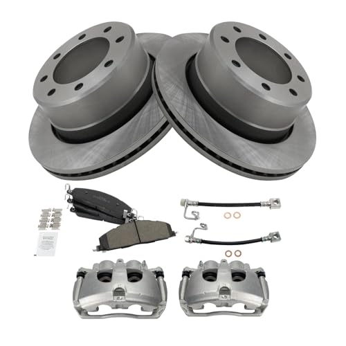 Image of TRQ Rear Brake Pad & Rotor Kit Semi-Metallic Compatible with 2014-2014 Ram 3500