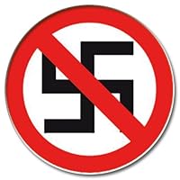 Hakenkreuz durchgestrichen Button 25mm mit Bogennadel gegen Nazis Anstecker