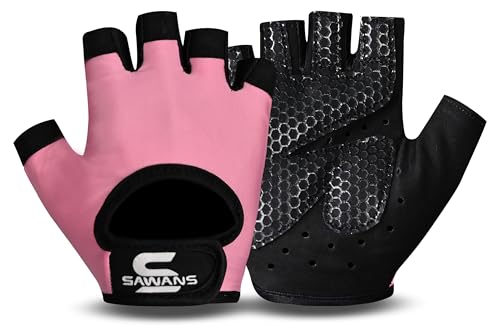 SAWANS Weight Lifting Gloves Gym Gloves Men & Women Workout Anti slip Breathable Ladies Gloves Training Silicon padded Grip palm Protection Exercise Fitness Hanging Pull-Ups Cycling