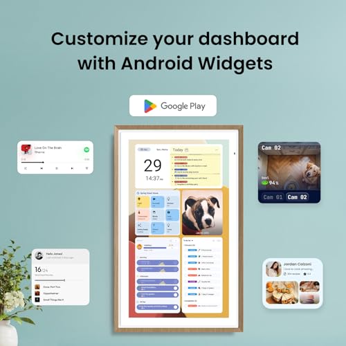 Image of Apolosign 27-inch Digital Calendar & Smart Family Wall Planner, No Subscription, Calendar & Dashboard Dual-Mode System, Shared Touchscreen Display with Calendar Sync, Chore Charts & Family Scheduling Hub, Wall Mount Included (Teak)