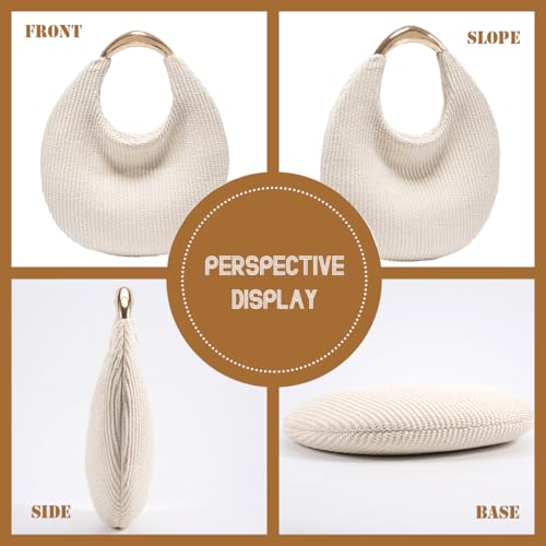 Straw Bag for Women Crescent Bag, Boho Chic Summer Beach Braided Tote Purse Lightweight & Stylish Top Handle Handbag2