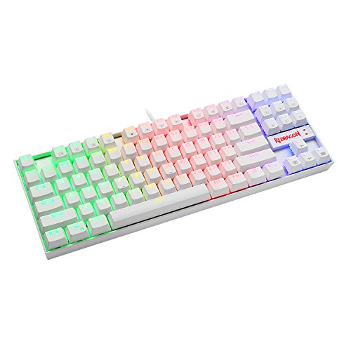Redragon K552 Mechanical Gaming Keyboard 60% Compact 87 Key Kumara Wired Cherry MX Blue Switches Equivalent for Windows PC Gamers (RGB Backlit White) - Image 4