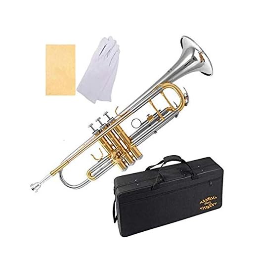 Glory Brass Bb Trumpet with Pro Case +Care Kit,Nickel Plated Intermediate Double-Braced Bb Trumpet, More COLORS Available ! CLICK on LISTING to SEE All Colors
