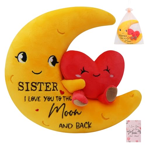 Crochet Moon Heart Mother's Gift – Handmade Crochet Pocket Hug Heart I Love You Mum Gift for Women Couples Best Friend Her Him Boyfriend Anniversary Wedding Mother's Day Decoration