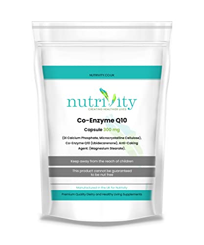 Nutrivity Ubiquinone CoQ10 Supplements 300mg, 60 High-Strength Naturally Fermented Coenzymes Q10 Capsules, High Absorption Antioxidant Supplement Immune Support & Reduce Headaches, UK Made