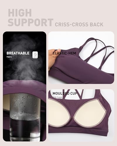 Image of RUNNING GIRL Sports Bras for Women High Support,Criss-Cross Back Strappy Bra Moulded Cup High Impact Workout Crop Tops