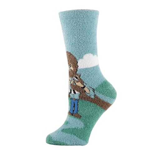 Image of ooohyeah Women's Funny Novelty Pattern Fuzzy Crew Socks, Cozy Fluffy Warm Cute Socks, Shoe Size 5-10