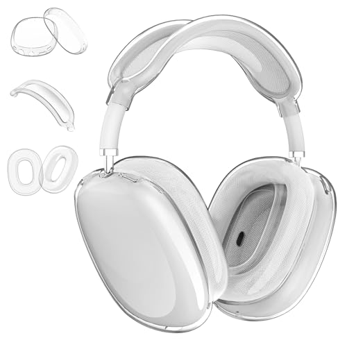Aircawin for AirPods Max Case Clear 3 in 1 Clear Soft TPU Ear Cups Cover/Ear Pad Protector/Headband Skin for Airpods Max Case Cover for AirPod Max Headphone Accessories-Crystal