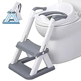 【Einfach Zu Montieren und Faltbar】 Toilettenleiter für kinder Kommt mit Schritt-für-Schritt-Anleitung mit Bildern, befolgen Sie die Bedienungsanleitung, Sie können den kinder toilettensitz mit treppe innerhalb von 5-15 Minuten zusammenbauen, Toilettentreppe lässt sich nach Gebrauch einfach zusammenklappen und verstauen.