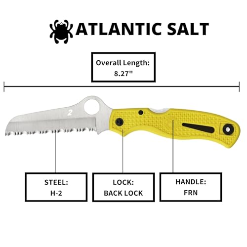 Spyderco Atlantic Salt Lightweight Folding Utility Pocket Knife with 3.68" Corrosion Resistant H-1 Sheepfoot Blade and Durable Hi-Viz Yellow FRN Handle - SpyderEdge - C89SYL - Image 5