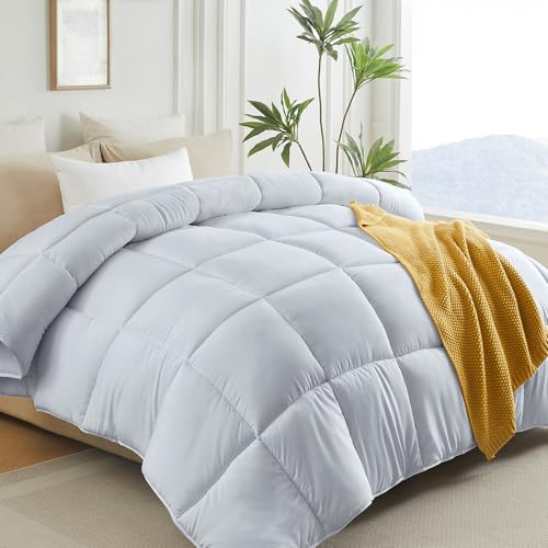 Image of L LOVSOUL Down Alternative Twin Comforter Duvet Insert,All Season Duvet Insert with Corner Tabs,Light Grey Comforter Twin 68x90Inches
