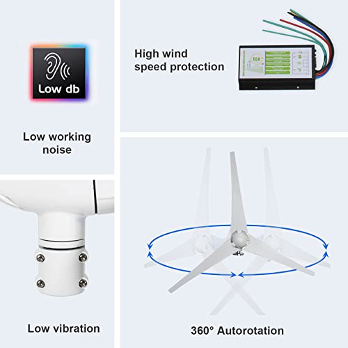 Eco-Worthy US-L04WTG400-24M100NIUS3000L200-6 1000W 4Kwh Solar Wind Power Kit: 1*400W Wind Turbine + 6*100W Solar Panel + 2*12V 100Ah Lithium Battery + 1*24V 3000W Inverter thumb #8