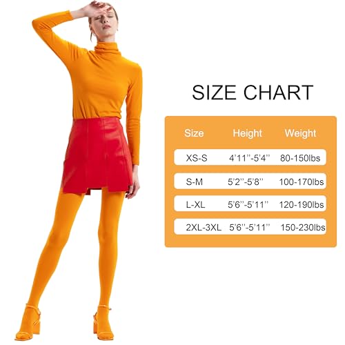 Medias semiopacas para mujer HeyUU color naranja pack de medias 3
