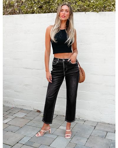 luvamia Straight Leg Jeans for Women High Waisted Trendy Cropped Stretchy Denim Pants Ankle Mom Jeans Work Trouser Jeans4