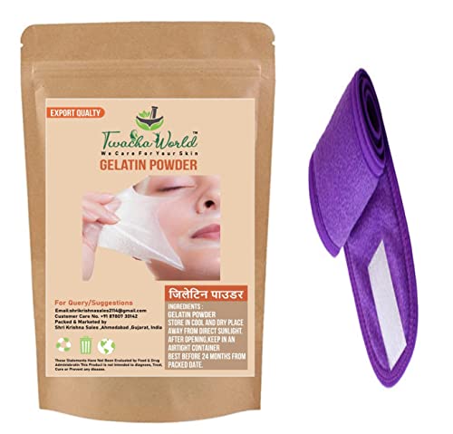 Twacha world Twacha world Gelatin Powder for Face Mask/Hair removal (Skin Care) (25) With facial Head Band
