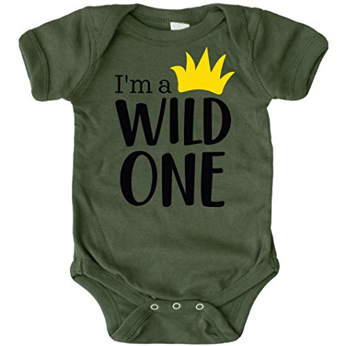 Olive Loves Apple Boys 1st Birthday Outfit I'm a Wild One Yellow Crown Boys 1st Birthday bodysuit