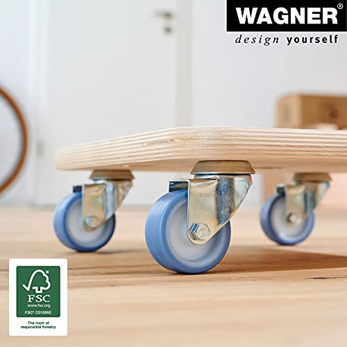 WAGNER Transportroller Transporthilfe I Möbelroller aus Schichtholz 29 x 29 x 8,5 cm, Tragkraft 250 kg I Möbelhund für Umzüge I Rollbrett für Möbel I softe Rollen & Aufhängeloch I FSC® I Made in DE
