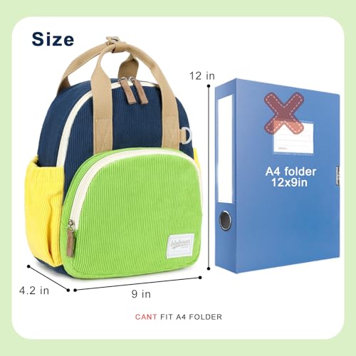 Image of Bluboon Toddler Backpack for Girls Boys 2-4 Cute 12 inch Preschool Kindergarten Backpacks Kids Daycare Bags School Travel (Green-yellow Corduroy, Age 2-4 (12 inch H not Fit A4 Folder))