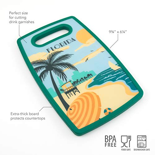 Tovolo Florida Tour Bar Cutting Board Kitchen Chopping Boards for Meat (Butcher Block) Cheese and Vegetables Meal Prep Heavy Duty with Handle 10 x 6.5, , Multi - Image 6