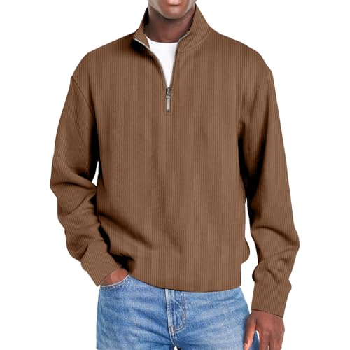 Mens Quarter Zip Sweatshirt Casual Long Sleeve Pullover Lightweight Mock Neck Sweatshirts - Main Image