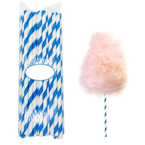 Vlfn 綿菓子用ロング紙スティック 30cm 150 本セット 食品グレード わたあめ・ロリポップ・キャンディ用 家庭用・わたがしメーカー製菓用品 使い捨て設計 (ライトブルー)