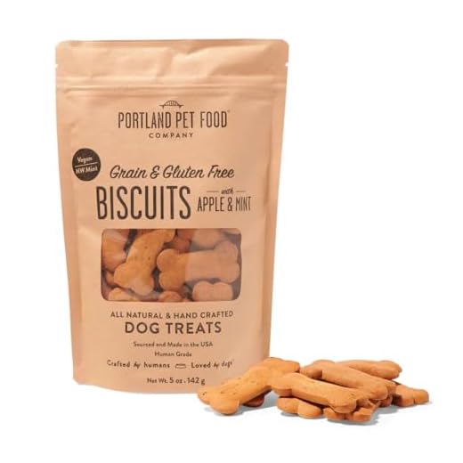 Portland Pet Food Company Apple & Mint Dog Treats Healthy Biscuits for Small Medium & Large Dogs - Grain-Free, Human-Grade, All Natural Dog Cookies, Snacks & Training Treats - Made in the USA - 5 oz