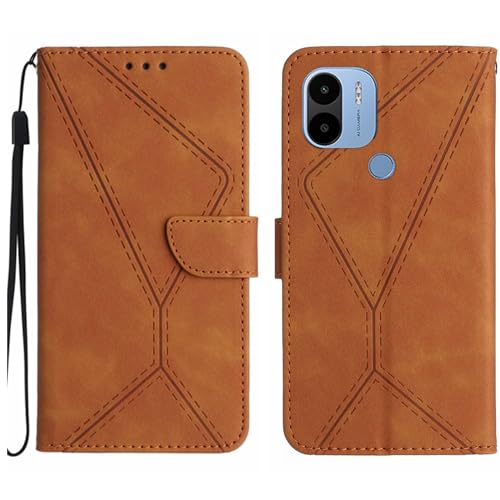 Rfvzubemok Compatible with Xiaomi Poco C51 4G / Poco C50 4G Case,Compatible with Redmi A1 Plus 4G / A2 Plus 4G Kickstand Flip Card Slot Magnetic Closure Phone Cover Brown