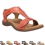 ZSZOOBFD Orthopedische Sandalen voor Dames Zomermode Open Teen Lederen Platte Zool Sandaal met Steunzool Antislip Casual Corrector Sandalen voor Buiten Wandelen Wandelen Strandsandalen,04,39 EU