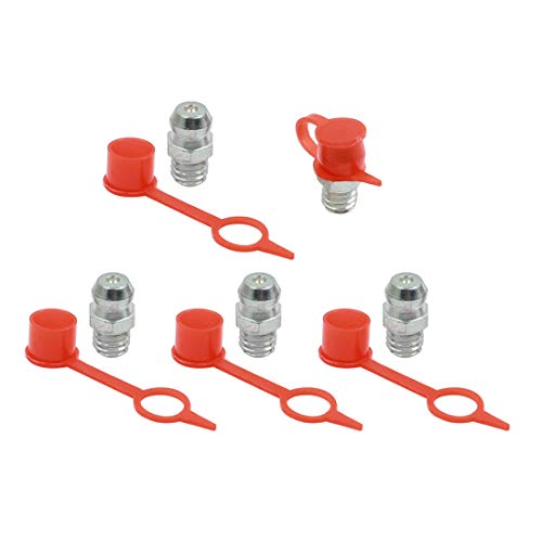Image of X AUTOHAUX M6 Straight Grease Nipple Fittings W/Dust Cap for Car 5 Set