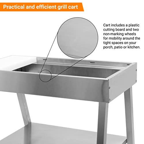 Kenyon Portable Grill Cart with A Plastic Cutting Board and Shelf, Marine-Grade Stainless Steel Grill Stand for Indoors and Outdoors, Compatible with Portable Kenyon Grills, Easy Relocation, 31” Tall - Thumbnail 5